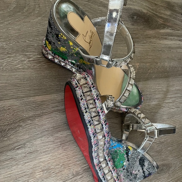 Christian Louboutin Patent Leather Printed Espadrilles - Picture 1 of 5